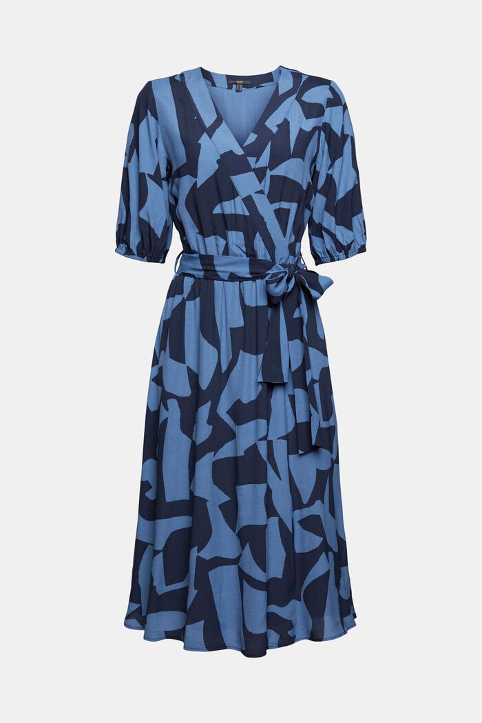 Midiklänning med mönster, LENZING™ ECOVERO™, GREY BLUE, overview