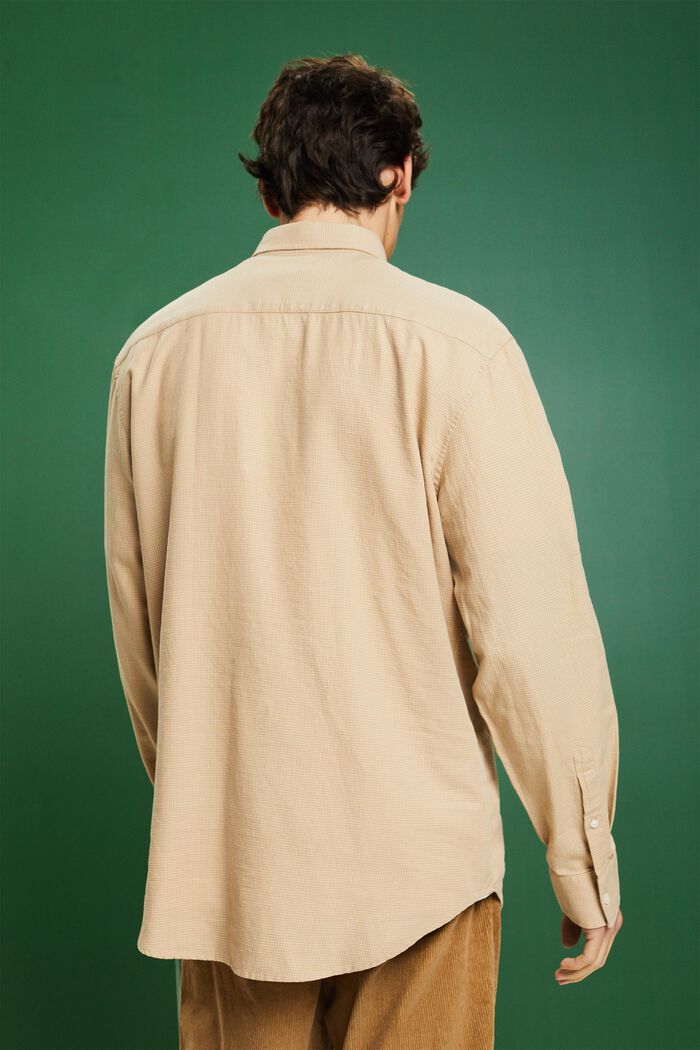 Smårutig bomullsskjorta med normal passform, BEIGE, detail image number 2