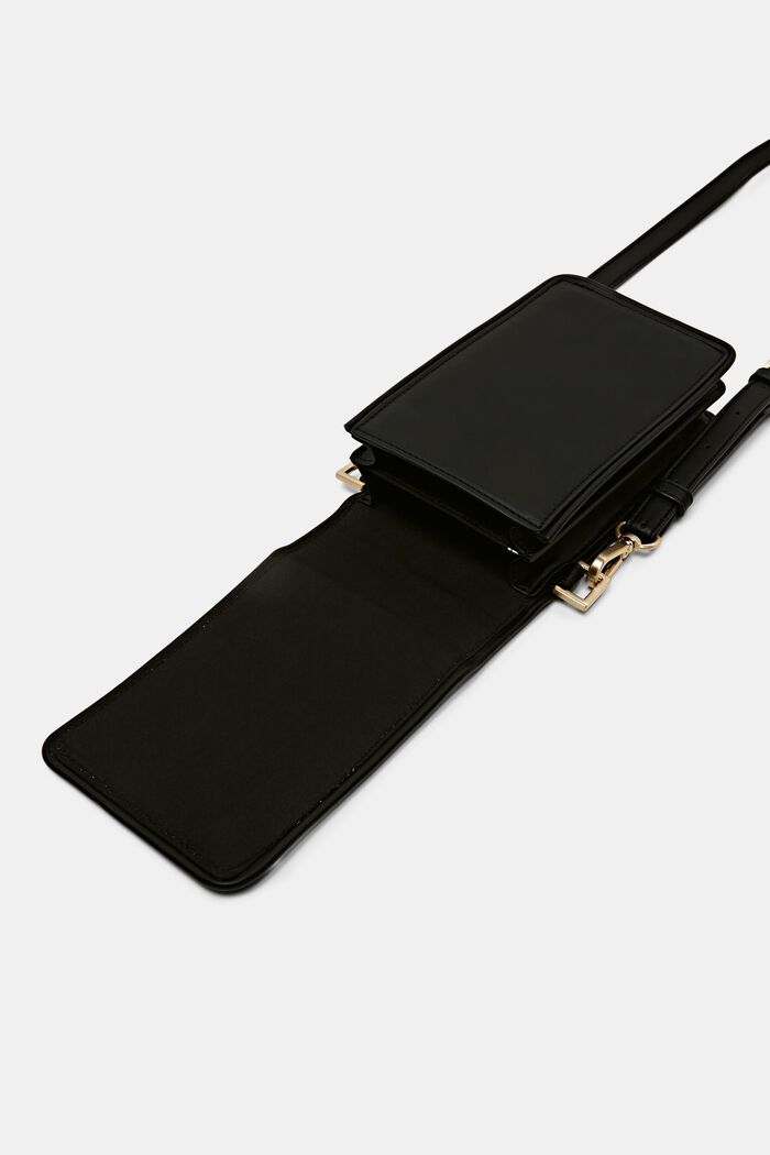 Liten mobilväska i crossbodydesign av skinnimitation, BLACK, detail image number 3