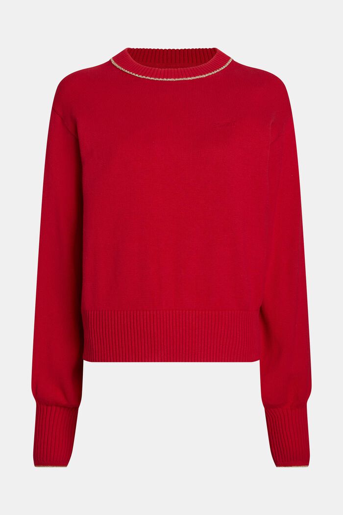 Puffärmad tröja med kaschmir, RED, detail image number 4