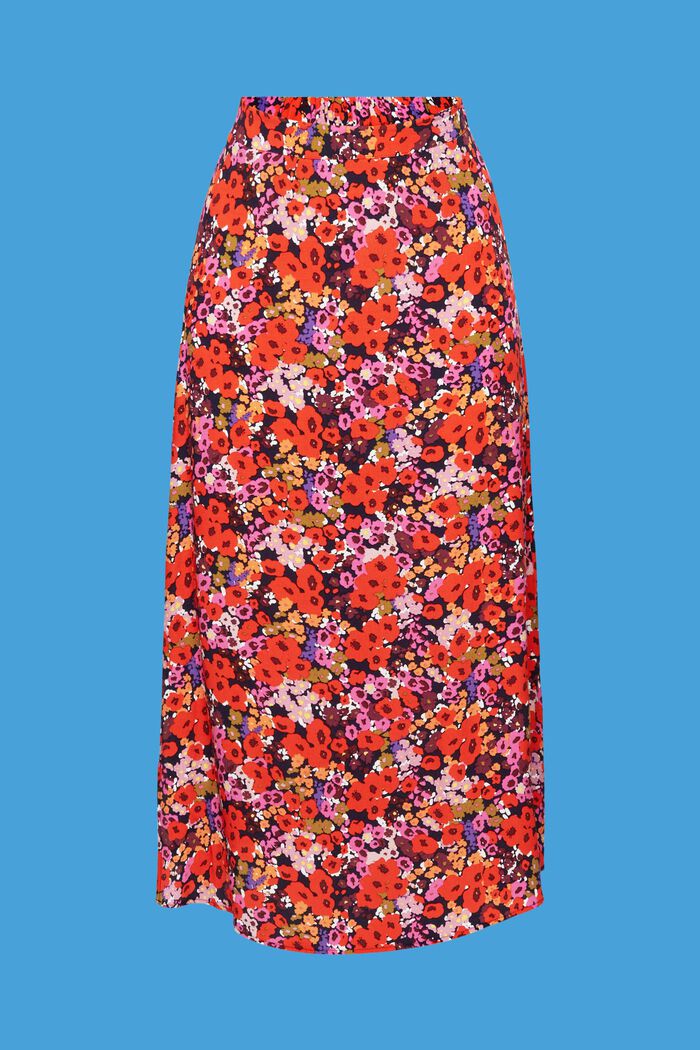 Midikjol med blommigt helmönster, NAVY, detail image number 6