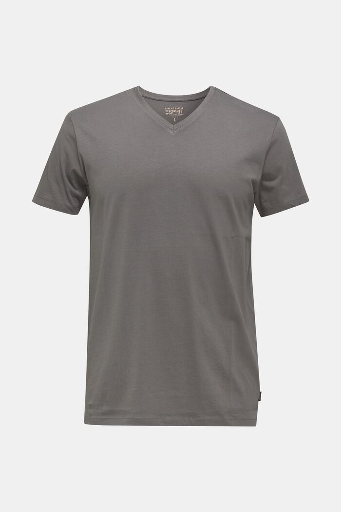 Jersey-T-shirt i 100% bomull, DARK GREY, overview