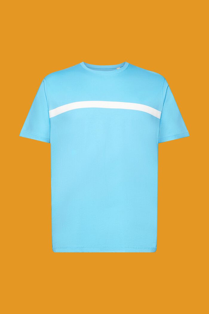 Bomulls-T-shirt med kontrastrand, TURQUOISE, detail image number 5