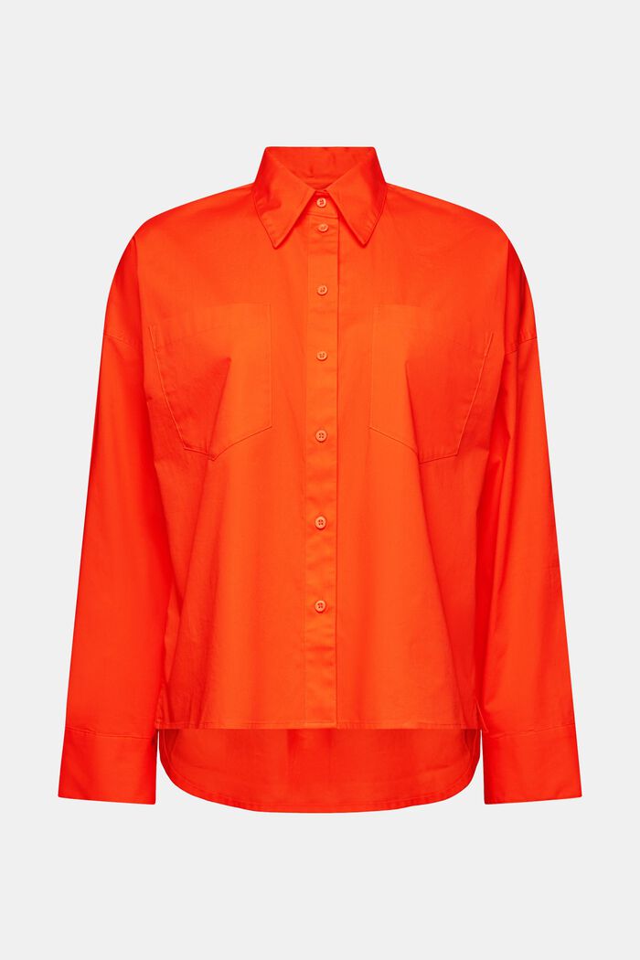 Helknäppt skjorta i bomullspoplin, BRIGHT ORANGE, detail image number 5