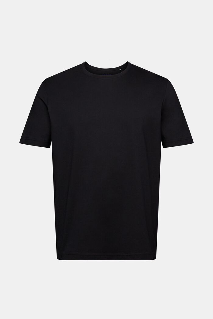 T-shirt i pimabomull av jersey med rund ringning, BLACK, detail image number 5