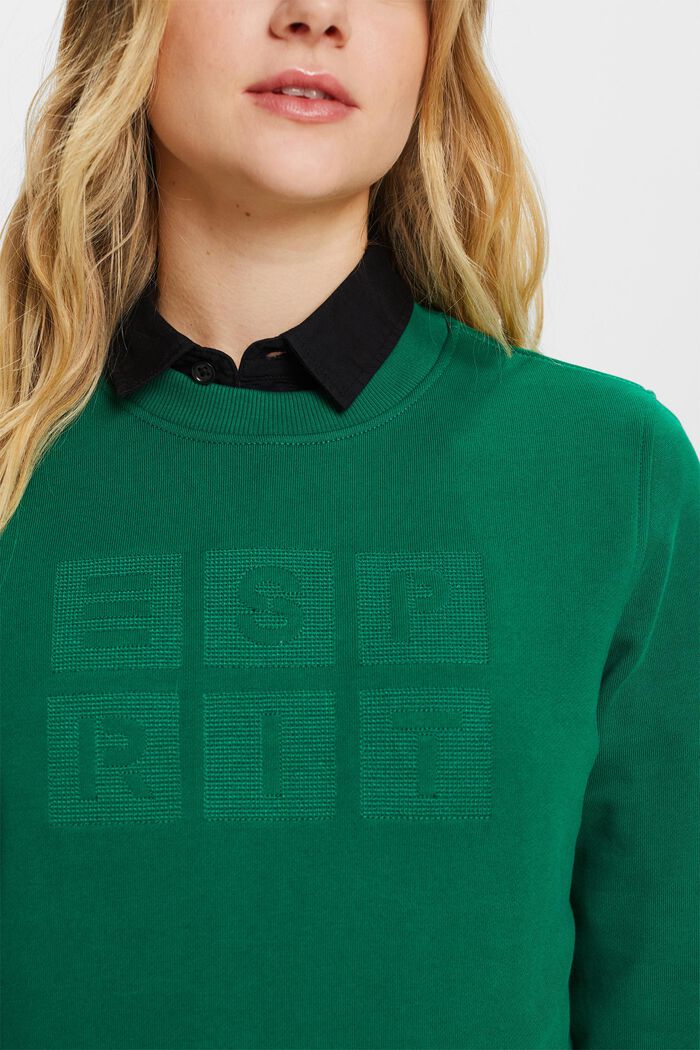 Sweatshirt med broderad logo, ekologisk bomull, DARK GREEN, detail image number 2