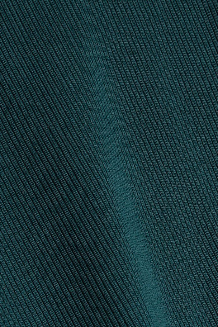 Ribbstickad klänning i midilängd, DARK TEAL GREEN, detail image number 4
