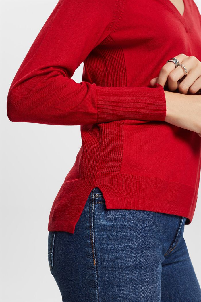 V-ringad tröja, DARK RED, detail image number 2