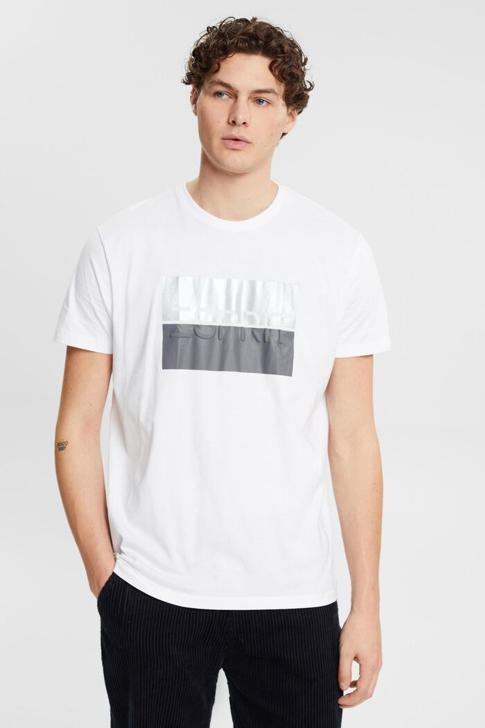 T-shirt med präglad logo, WHITE, detail image number 0