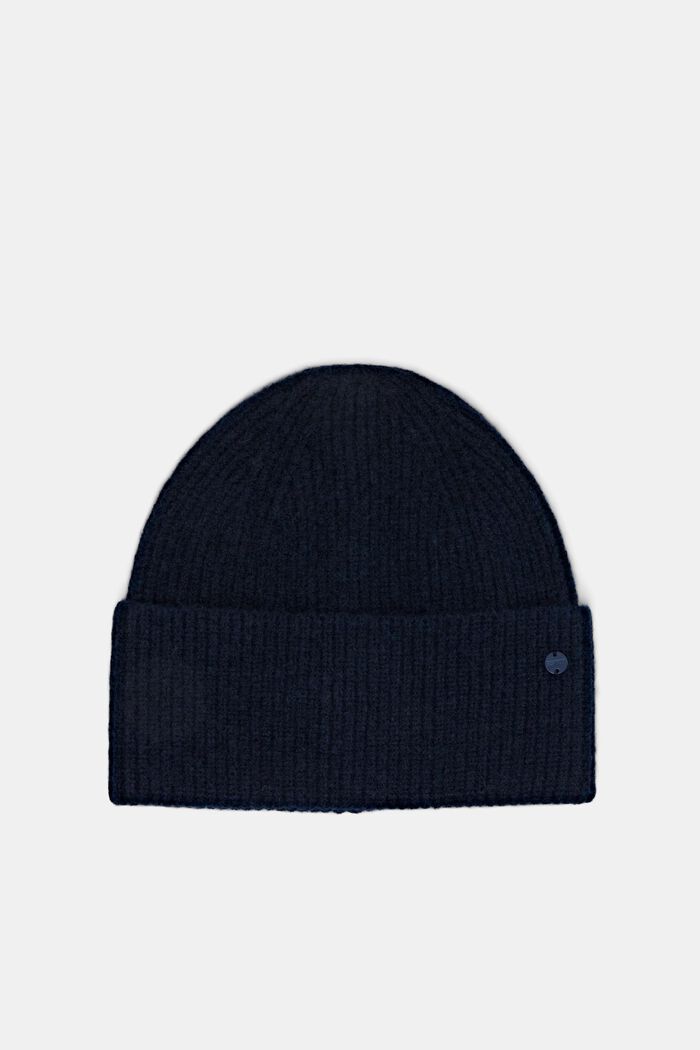 Ribbstickad beanie, NAVY, detail image number 0