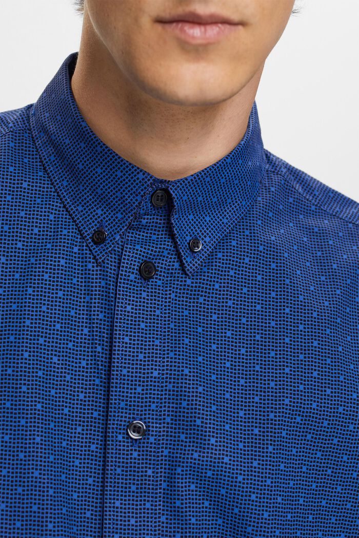 Mönstrad button down-skjorta, 100% bomull, BRIGHT BLUE, detail image number 2