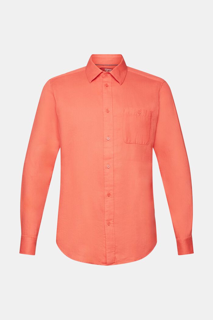 Strukturerade skjorta med smal passform, 100% bomull, CORAL RED, detail image number 6