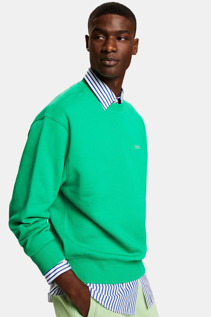 Sweatshirt i fleece med logo, unisexmodell, GREEN, detail image number 0