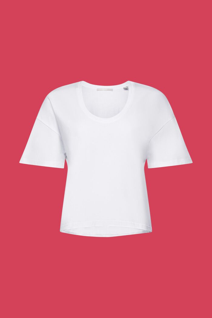 Kort oversize-T-shirt, 100% bomull, WHITE, detail image number 5