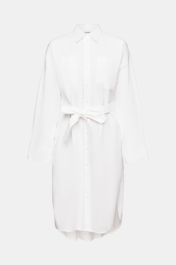 Skjortklänning i poplin med skärp, WHITE, detail image number 6