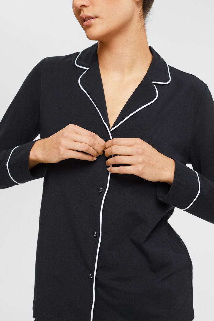 Jerseypyjamas med lång ärm, BLACK, detail image number 0