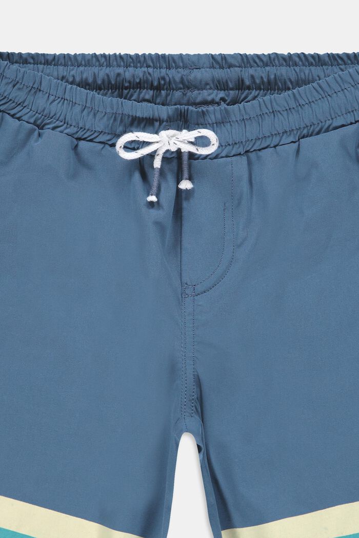 Shorts med randiga detaljer, 100% bomull, GREY BLUE, detail image number 2
