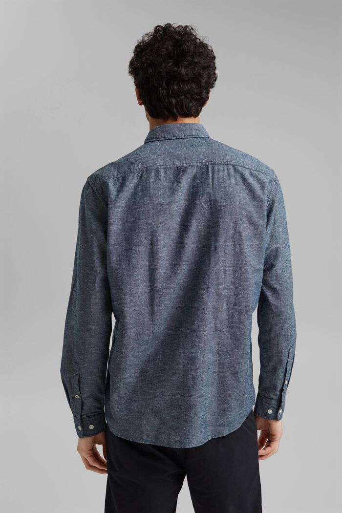 Linne/ekologisk bomull: button-down-skjorta, NAVY, detail image number 3