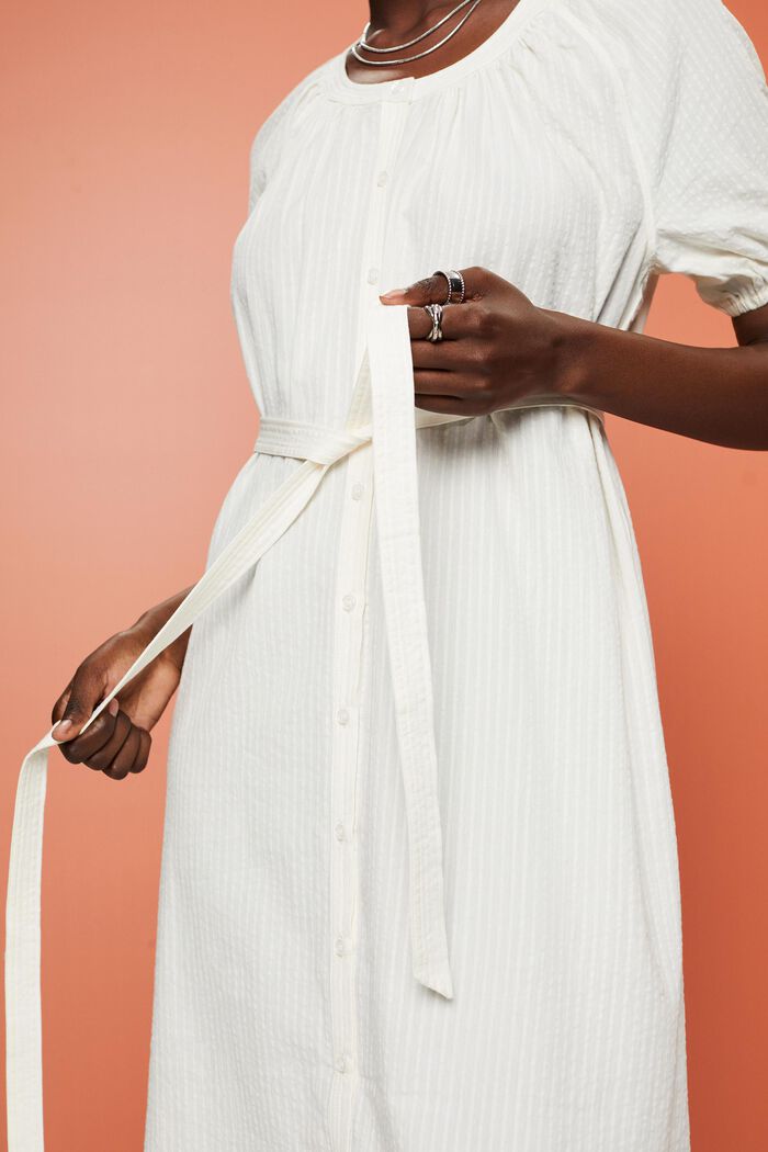 Midi-skjortklänning med knytskärp, bomullsmix, WHITE, detail image number 2