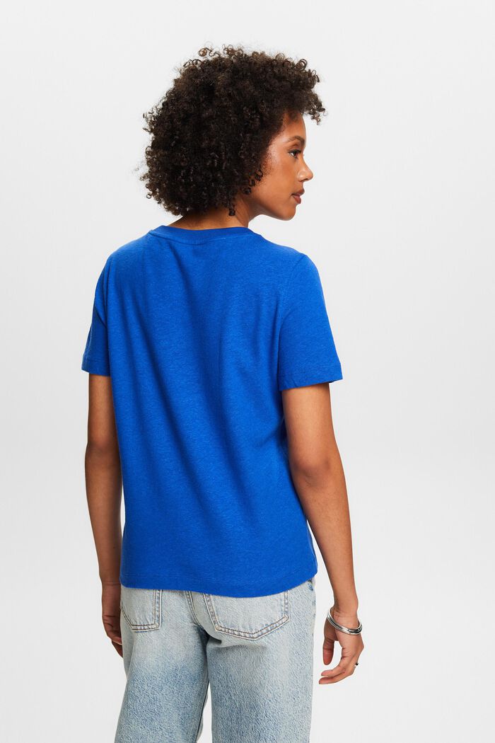 T-shirt i bomull-linnemix, BRIGHT BLUE, detail image number 2