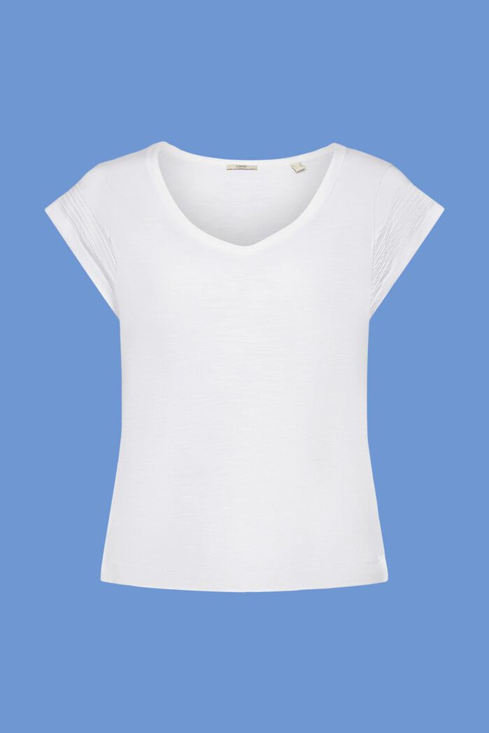 V-ringad T-shirt, 100% bomull, WHITE, detail image number 6