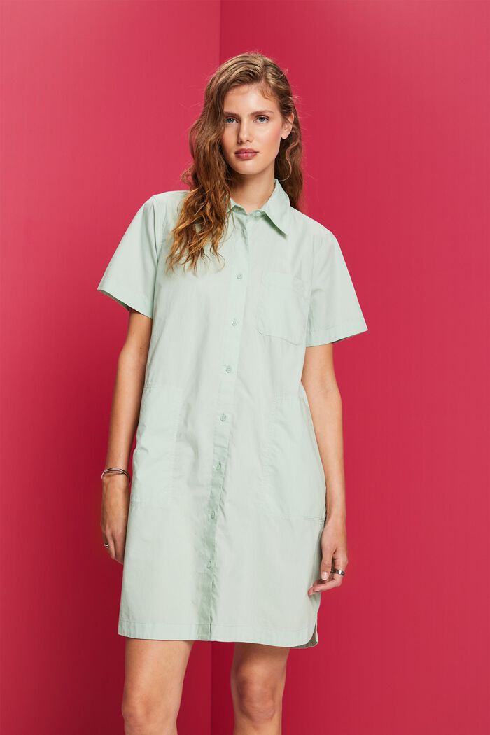 Mini-skjortklänning, 100% bomull, CITRUS GREEN, detail image number 0