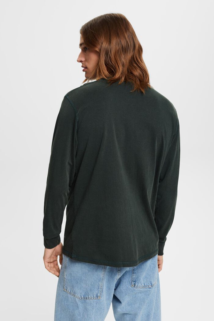 Långärmad tröja med knappar, DARK TEAL GREEN, detail image number 3