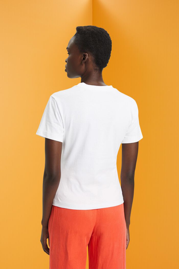 Bomulls-T-shirt med broderad hjärtmotiv, WHITE, detail image number 3