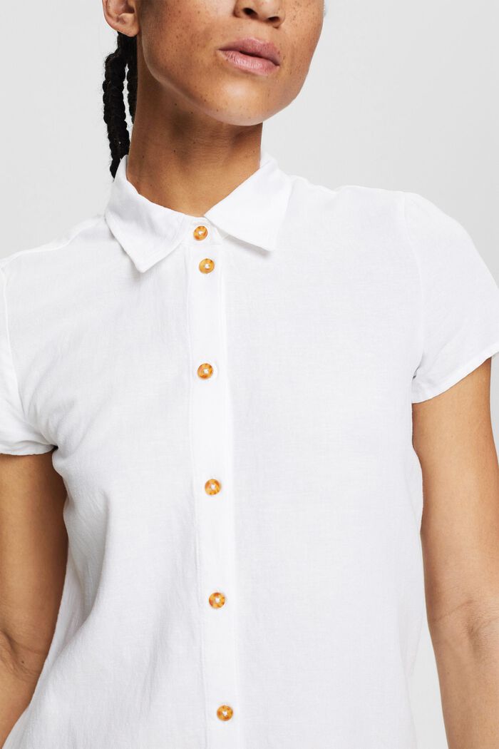 Lång skjortklänning med linne, WHITE, detail image number 2