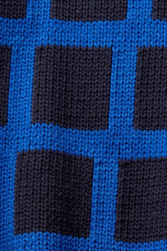 Grovstickad rutmönstrad tröja med logo, BRIGHT BLUE, detail image number 5