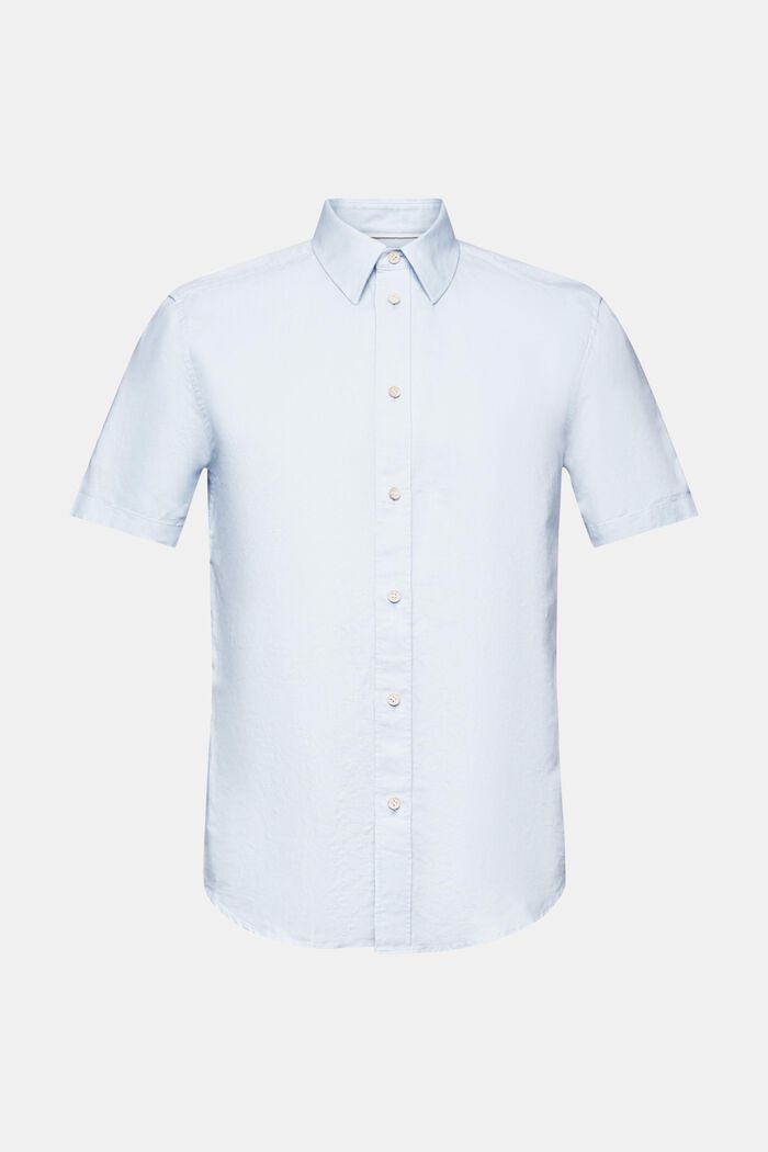 Kortärmad skjorta av linne-bomullsmix, LIGHT BLUE, detail image number 6