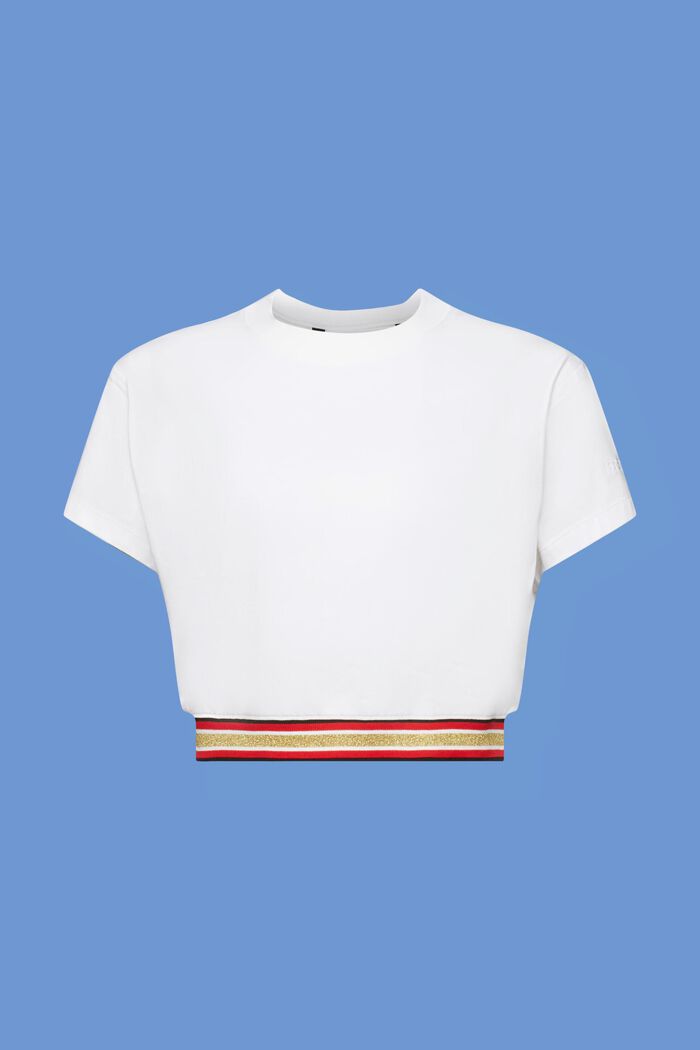 Croppad t-shirt med glitterband, WHITE, detail image number 5