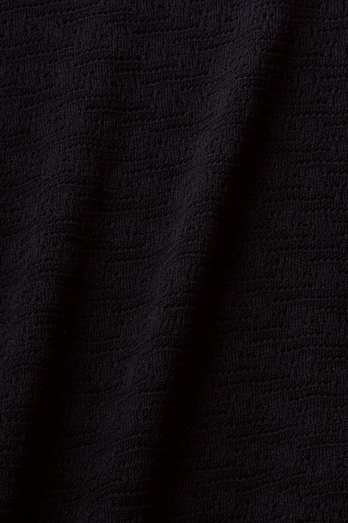 Kortärmad tröja i pointelle-design, BLACK, detail image number 4