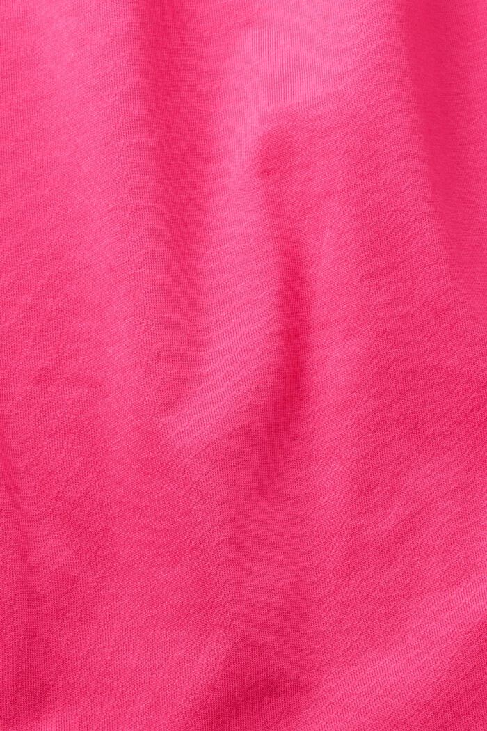 T-shirt med blommigt tryck på bröstet, PINK FUCHSIA, detail image number 4