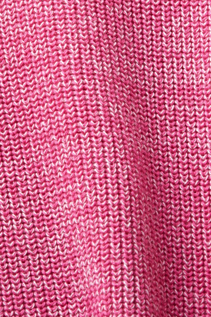 Ribbstickad tröja med halvpolokrage, PINK FUCHSIA, detail image number 5