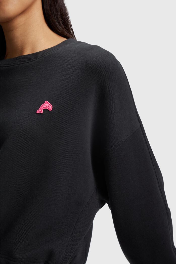 Kortare sweatshirt med delfinmärke, BLACK, detail image number 2