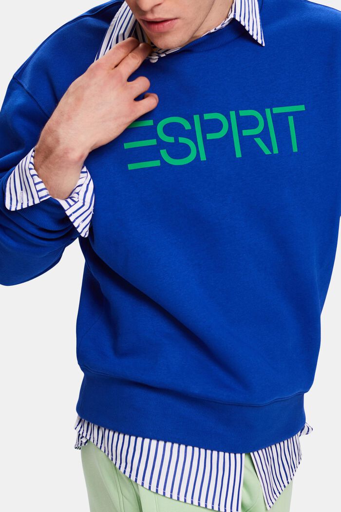 Unisex-sweatshirt i bomullsfleece med logo, BRIGHT BLUE, detail image number 2