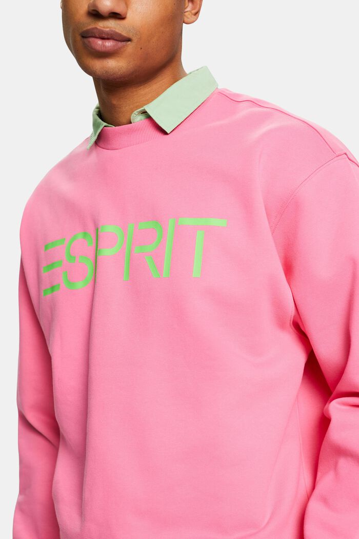 Sweatshirt i bomullsfleece med logo, unisexmodell, PINK FUCHSIA, detail image number 3