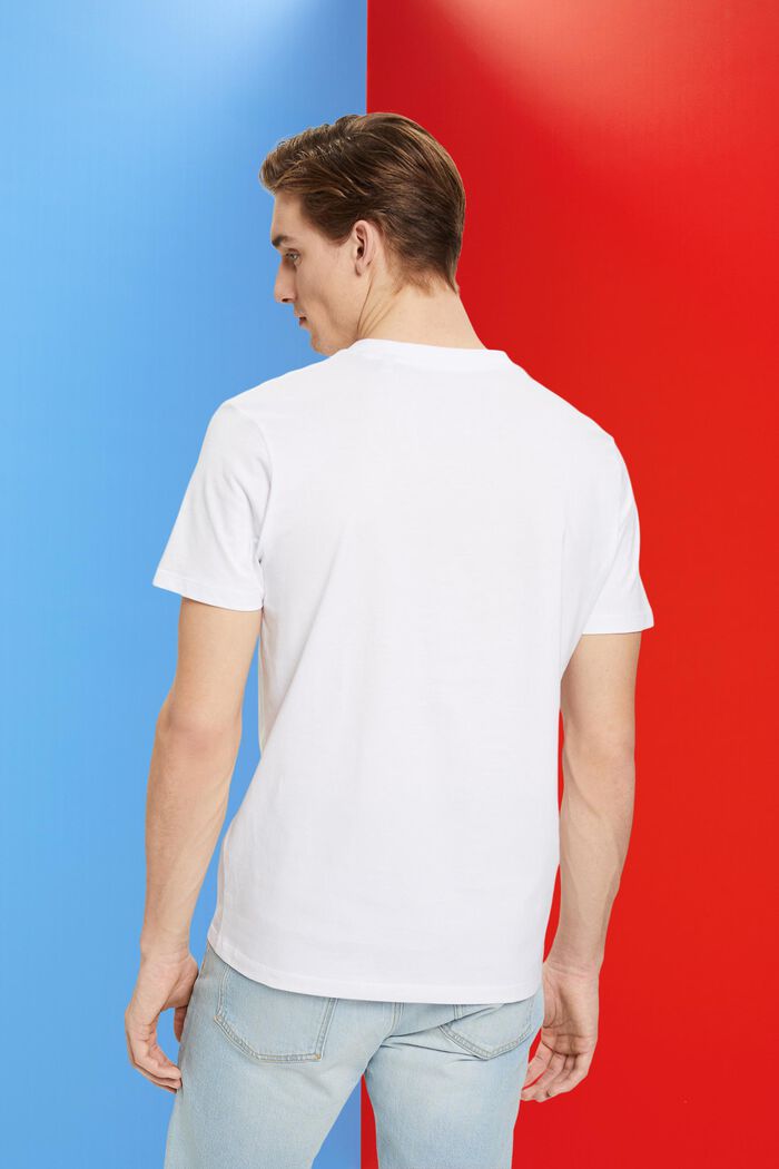 V-ringad T-shirt i bomull med smal passform, WHITE, detail image number 3