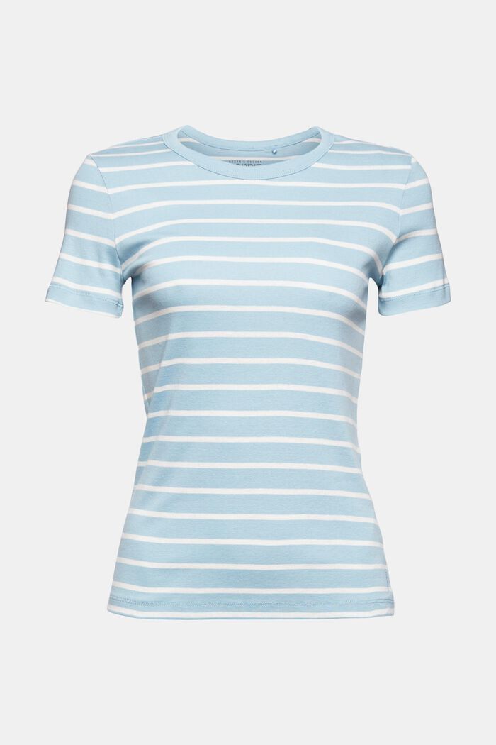 T-shirt med ränder, 100% ekologisk bomull, GREY BLUE, detail image number 5