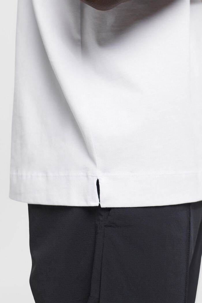 T-shirt i bomull med tryck på bröstet, WHITE, detail image number 4