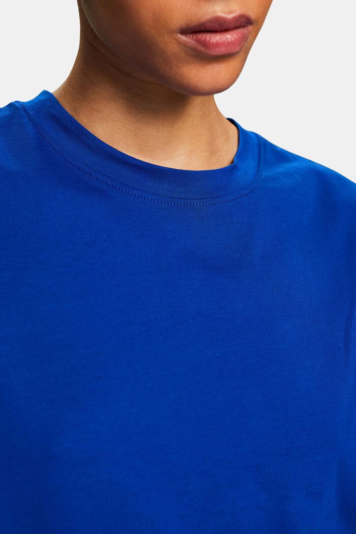 T-shirt i pimabomull med rund ringning, BRIGHT BLUE, detail image number 3