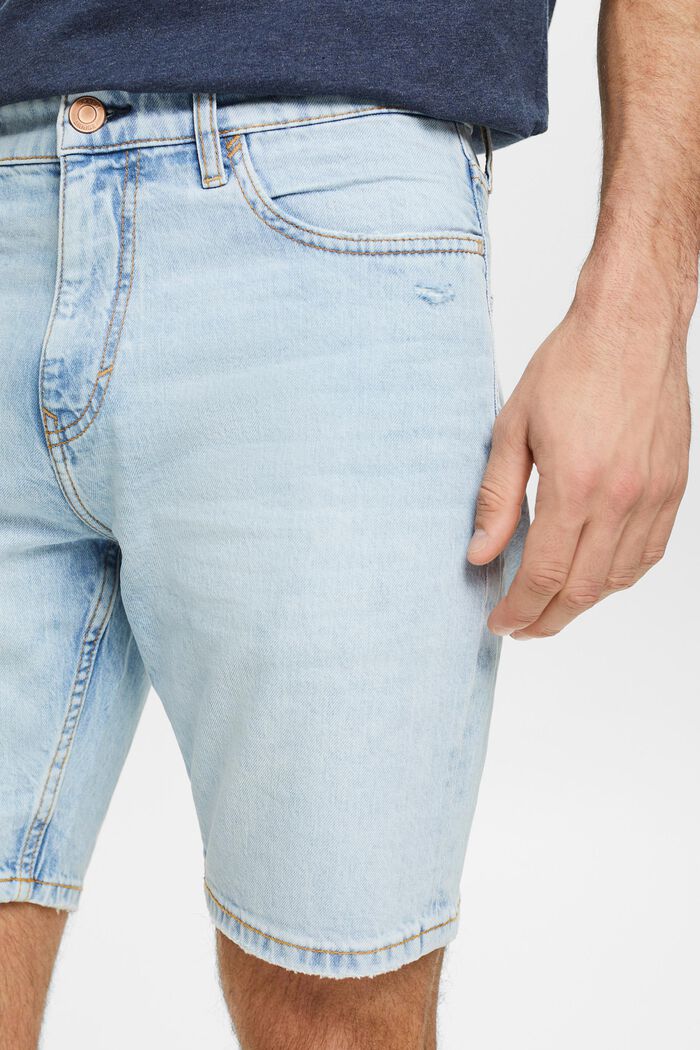 Smala jeansshorts med medelhög midja, BLUE LIGHT WASHED, detail image number 4