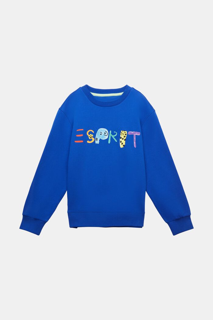 Sweatshirt i bomull med logo, BRIGHT BLUE, detail image number 1