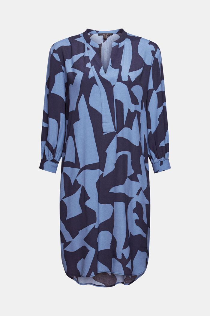 Mönstrad klänning med LENZING™ ECOVERO™, GREY BLUE, detail image number 5