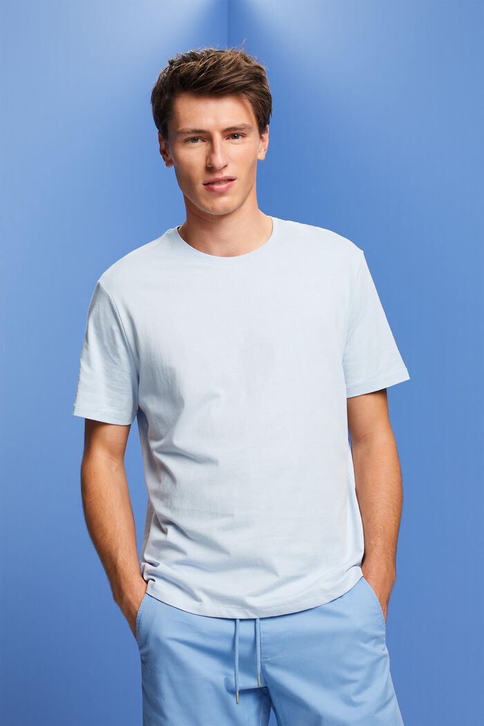 T-shirt med tryck bak, 100% bomullsjersey, PASTEL BLUE, detail image number 0