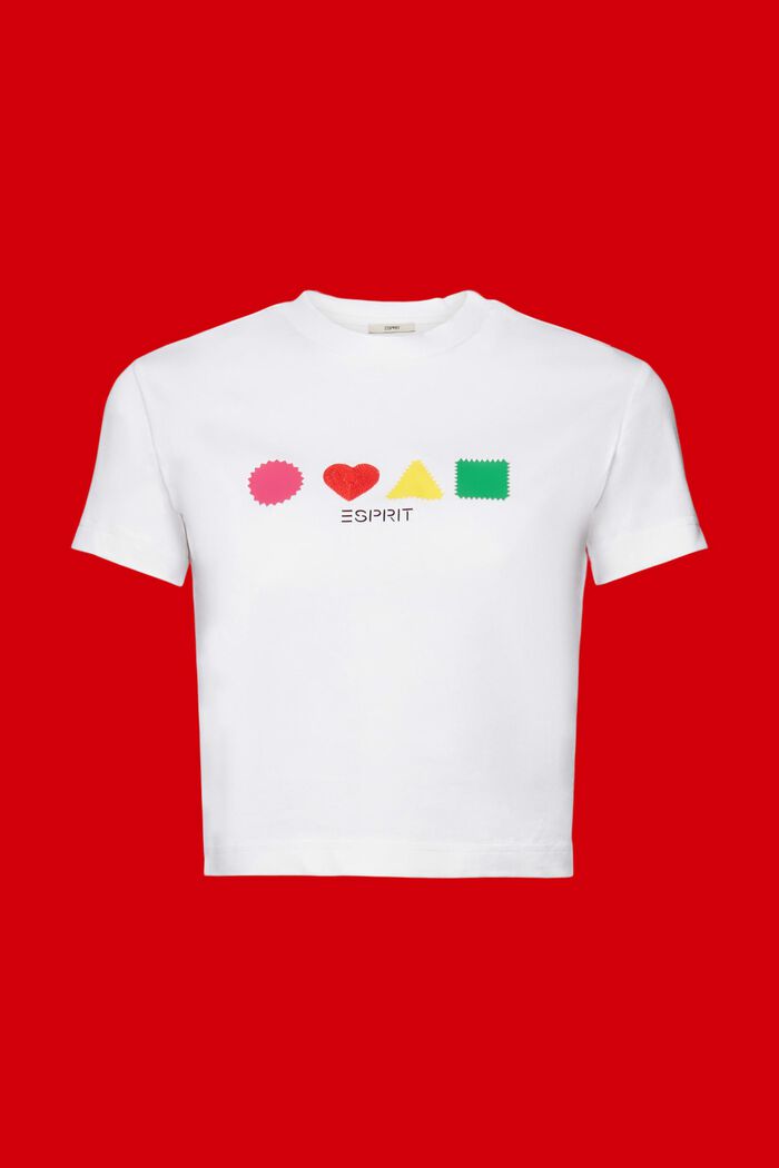 T-shirt i ekobomull med geometriskt tryck, WHITE, detail image number 6