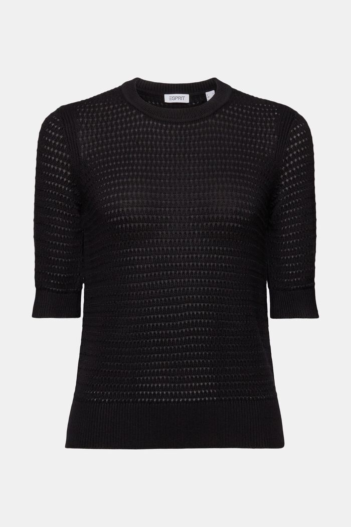 Kortärmad tröja i mesh, BLACK, detail image number 6
