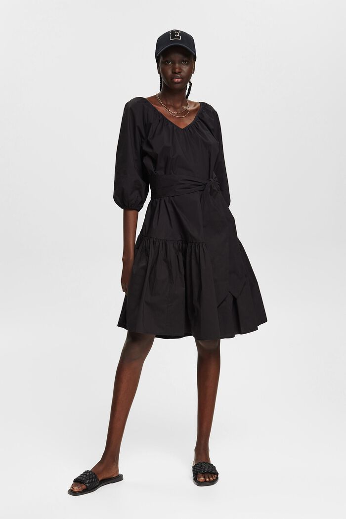 Klänning med brett knytskärp, BLACK, detail image number 1
