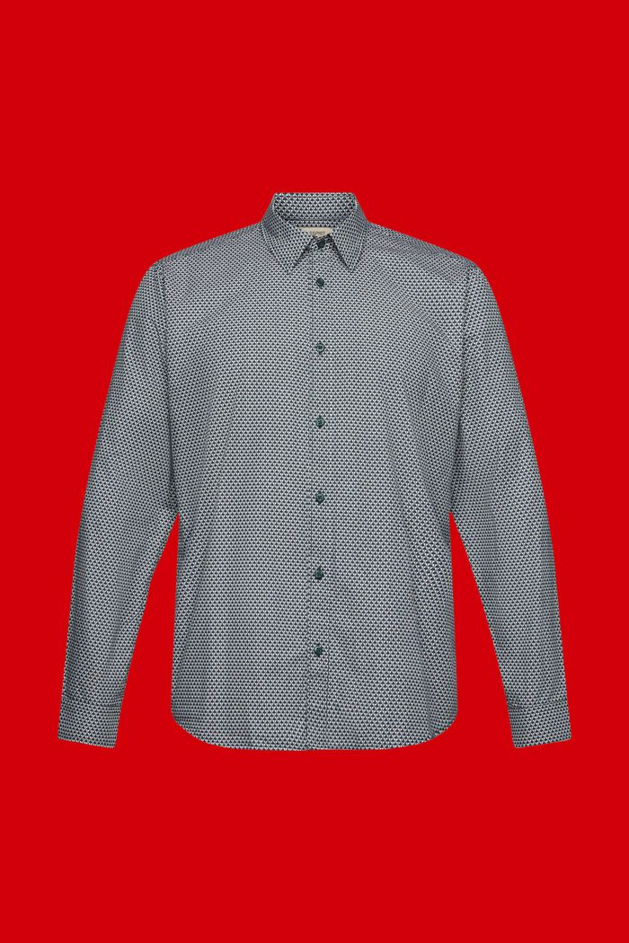 Helmönstrad skjorta med smal passform, DARK TEAL GREEN, detail image number 6